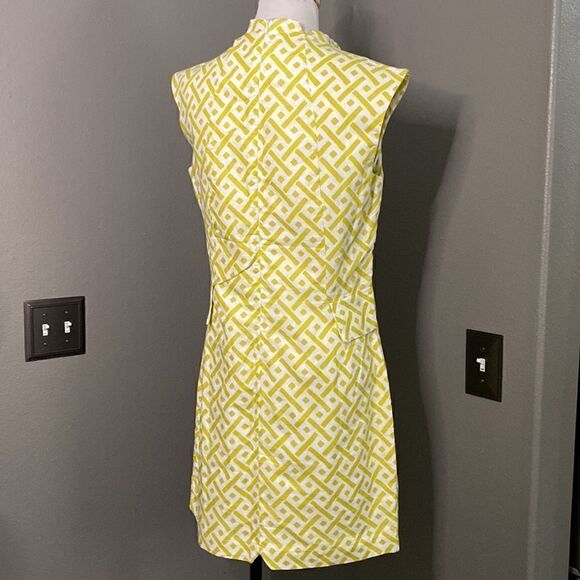 NicoLA Green Cream Geometric Pattern Square Beck Shift Dress - Picture 7 of 12